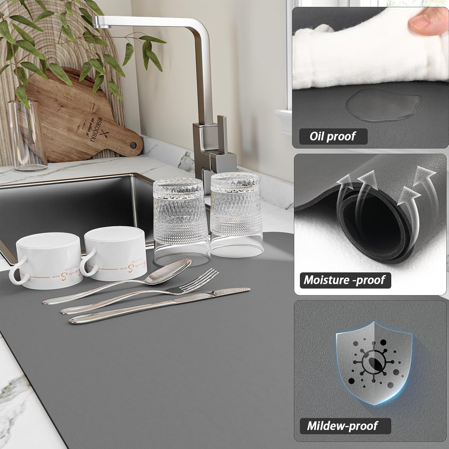 Classic Coffee Design Dish Dry - Bar Mat Rubber 评论和价格