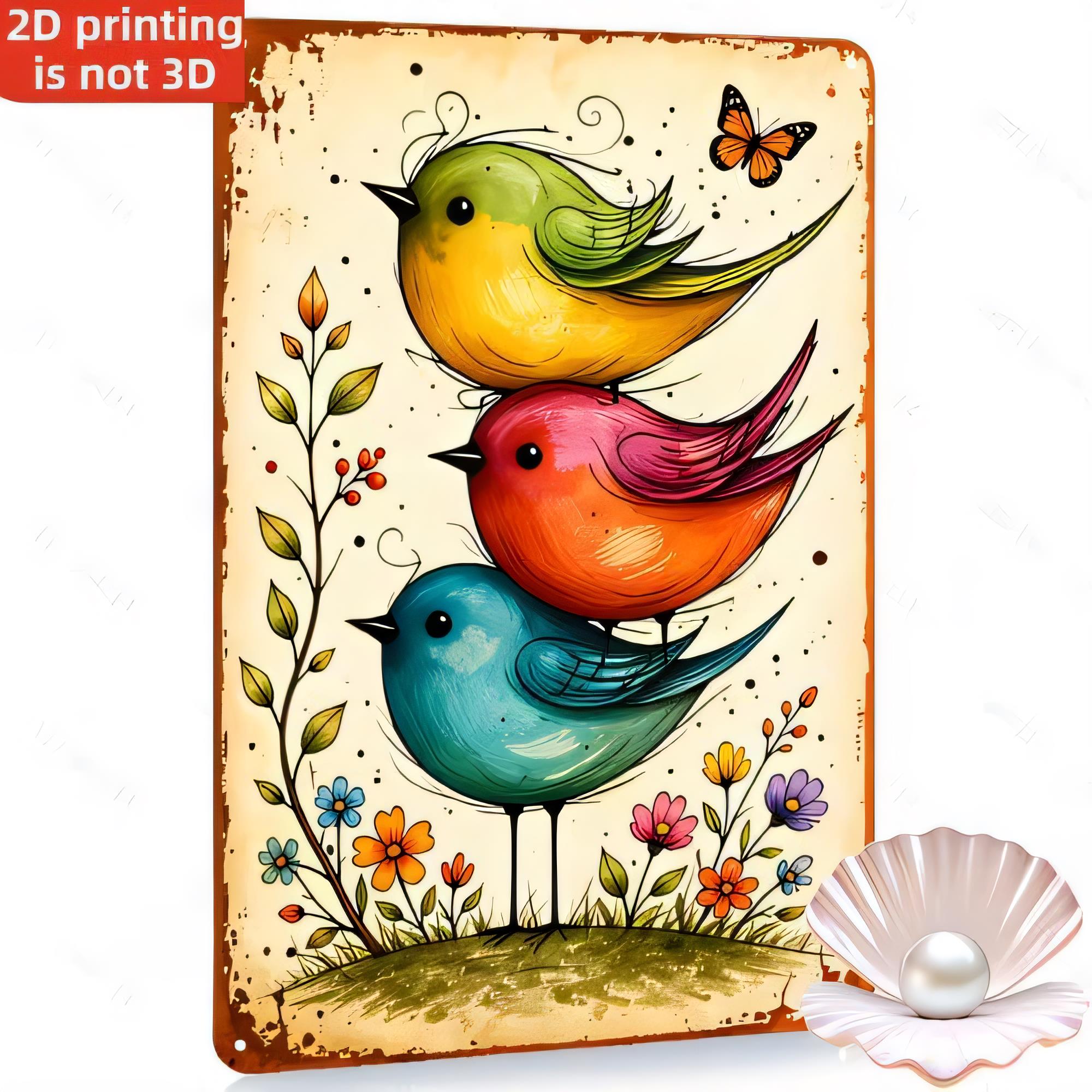 Tin Sign Birds Set 3 Colorful  - Home Bar Set 评论和价格