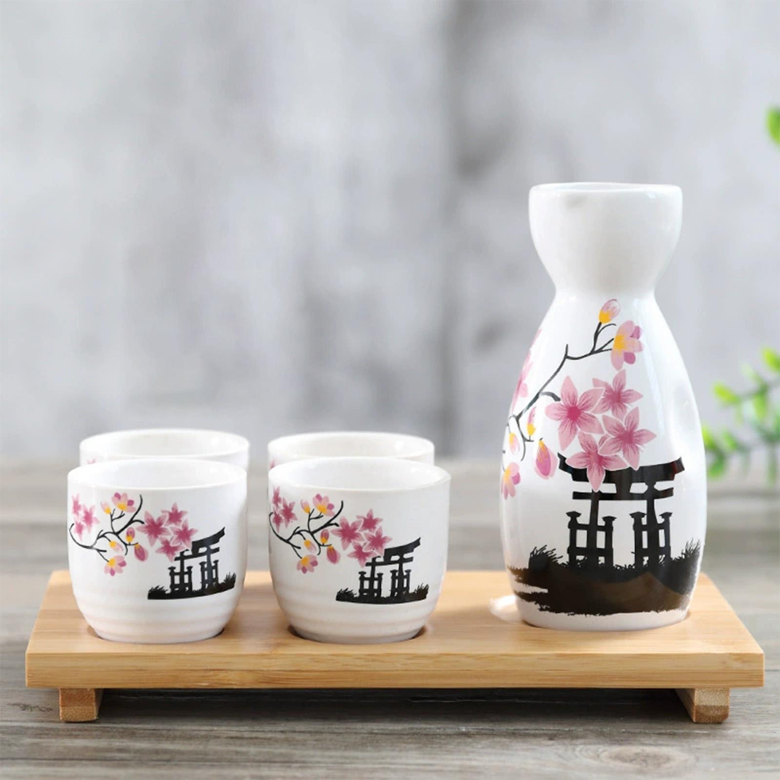 Japanese Sake Set Flower Patte - Home Bar Set 评论和价格